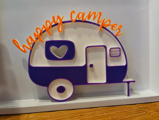Happy Camper | 3D-Deko Wohnwagen | Camping Geschenk | Handgemacht aus PLA